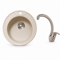 Комплект мивка и смесител 8301 SAND + 237012 SAND – Inter Ceramic 11.12.77.0108